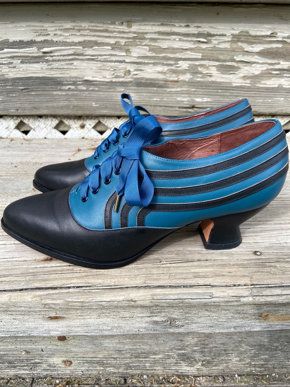 American Duchess Bernadette Blue/Black Edwardian Oxford Shoe Women's Size 9.5 - Picture 4 of 14